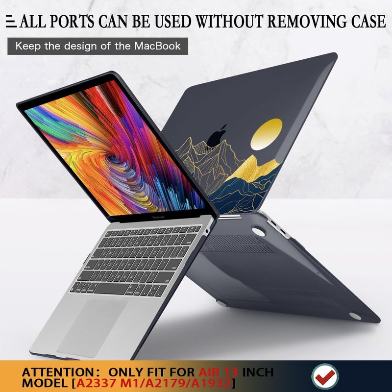 CISSOOK for MacBook Air 13 Inch Case A2337 M1 A2179 A1932 Model 2021-2018 Released, 13 inch Hard Shell Cover with Keyboard Cover for MacBook Air 13 M1 Case with Touch ID - Mountain & Raised Sun - Image 5